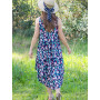 Robe longue, robe tunique, robe évasée, robe bleue plissée, robe sans manches, robe bohéme
