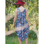 Robe longue, robe tunique, robe évasée, robe noire et bleue plissée, robe sans manches, robe bohéme