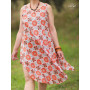 Robe orange d'été, robe fluide, robe imprimé ethnique, robe décolleté, robe ajustable