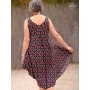 Robe longue, robe tunique, robe évasée, robe noire et rouge plissée, robe sans manches, robe bohéme