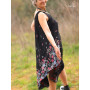Robe longue, robe tunique, robe évasée, robe noire plissée, robe sans manches, robe bohéme
