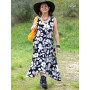 robe longue été femme taille fine avec liens motif marguerite
