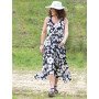 robe longue pour femme motifs à fleurs sans manches taille marquée