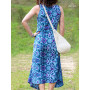 robe bleue africaine motif tribal légère confortable taille fine avec liens bleu violet à nouer dans le dos