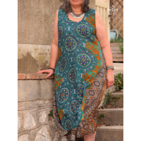 robe longue, robe verte, robe grande taille , robe sans manches, robe été