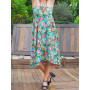 robe bandeau verte a fleurs, jupe sans boutons, jupe fluide, jupe ceinture élastique