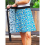 Jupe bleue réversible taille fine avec brides à nouer, jupe multi-taille, jupe vintage, jupe femme