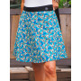 Jupe bleue portefeuille imprimé fleuri, jupe sans boutons, jupe ajustable, jupe d'été