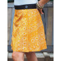 jupe ethnique orange fendu ceinture fine sans bouton a nouer, jupe portefeuille reversible fendu