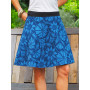 jupe portefeuille Florale bleue, ceinture fine noire taille haute sans boutons pour femme coton