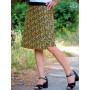 jupe coupe droite coupe évasée ceinture réglable taille haute, jupe jaune, jupe fleurs jaune