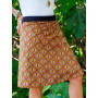 Jupe taille haute réversible. Marque française, jupe jaune, jupe africaine, jupe orange, jupe taille haute, jupe evasée