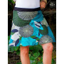 Jupe mi-longue bleue ceinture fine, jupe ethnique, jupe évasée, jupe genoux, jupe imprimé, jupe femme