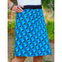 Jupe bleue longue coupe évasée, jupe portefeuille, jupe droite, jupe femme, jupe longue
