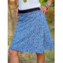 Jupe patineuse réversible bouton pression imprimé fleuri géométrique bleu ethnique
