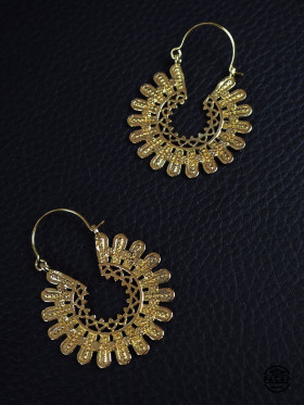 boucles oreilles femme ronde soleil dorée boho bohème