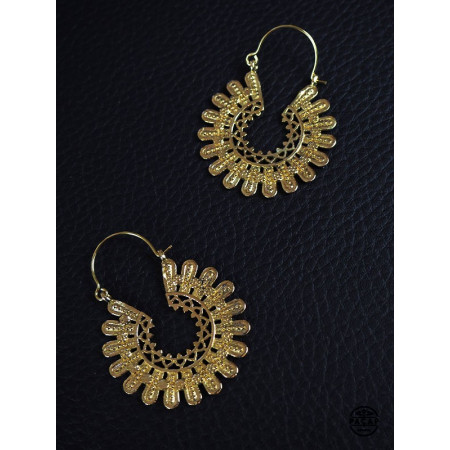 boucles oreilles femme ronde soleil dorée boho bohème