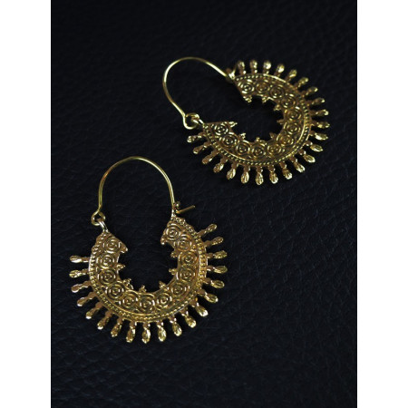 boucles oreilles femme ronde soleil originale dorée