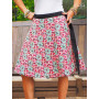 jupe rouge à nouer femme, jupe à fleurs, jupe évasée, jupe florale décontractée