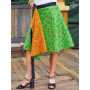jupe verte reversible, jupe genoux pour femme, jupe portefeuille, jupe ethnique, jupe ceinture noire à nouer