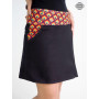jupe réversible été noire femme à poche secrète avec ceinture large  à motif