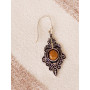 Boucles d'oreilles ethniques argentées pierre naturelle orange Cornaline bien-être