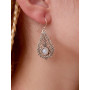 Boucle d'oreille argenté style goutte d'eau pierre de lune