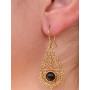 Boucle d'oreille dorée avec pierre onyx noir forme gouttes d'eau