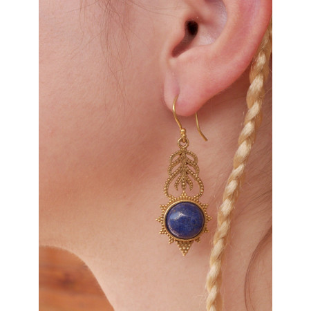 Longues Boucles D'oreilles Bohèmes à Pierres Fines Dorées ou Argentées - C3