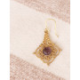 Boucle oreille dorée femme faite main pierre naturelle Améthyste