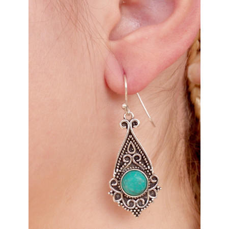 Petite Boucles D'oreilles Indiennes Pendantes avec Pierres - C5