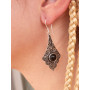 Boucles D'Oreilles Tribales Dorées ou Argentées Losanges à Pierres Fines - 06