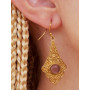 Boucles D'Oreilles Tribales Dorées ou Argentées Losanges à Pierres Fines - 06