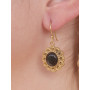 Boucles d'oreilles dorée en obsidienne noir foncé
