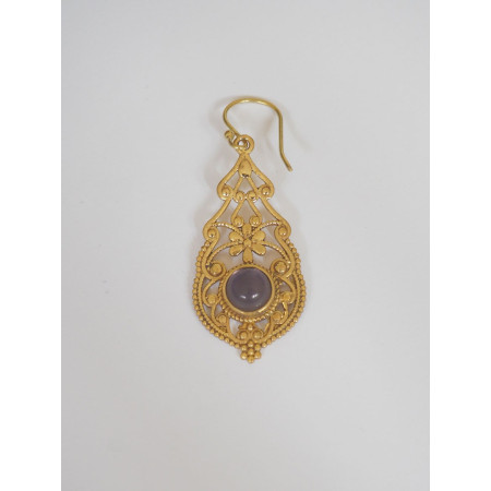 Pendants D'Oreilles Atypiques Dorées et Argentées à Pierres - C2