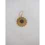 Boucles d'oreilles dorées rondes avec pierre naturelle onyx noir