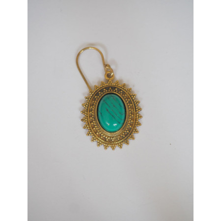 Boucles D'oreilles Dorées et Argentées Pierres Semi-Précieuses Ovales - C10