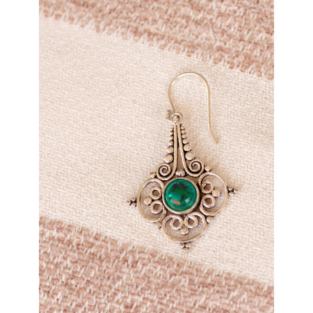boucle oreille trèfle argentée pierre naturelle Chrysocolle