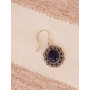 boucle oreille argentée ronde pierre bleue lapis lazuli