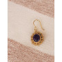 petite boucle d'oreille dorée avec pierre naturelle ronde lapis lazuli