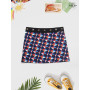 jupe bleue pour fille motif géometrique tricolore avec triangles bleu blanc rouge