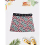jupe fillette fendue coupe asymetrique coton rouge imprimé a fleurs réversible pour petite fille