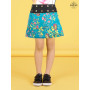 Jupe fille originale a fleurs jaune pour fillette collection enfant de 4 à 14 ans, ceinture noire boutonnée, taille ajustable