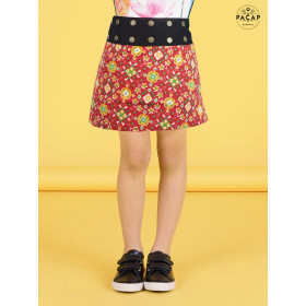 grossiste mini jupe rouge enfant jupe ethnique rouge pour fille, jupe taille unique ajustable