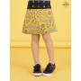 Jupe fille en coton jaune motif a fleurs pour enfant de 4 6 8 10 12 14 ans jupe fleurie portefeuille à bouton, jupe ouverte