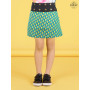 Jupe Fille Verte et jaune à Fleurs multi taille boutonnée coupe croisée, jupe imprimée, jupe écolière, jupe patineuse
