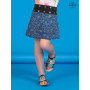 Jupe bleue pour Fillette coton imprimé, jupe portefeuille, jupe reversible motif liberty, bouton pression