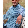 chemise originale bleue motif a carreaux col français homme