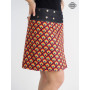 Jupe portefeuille à motifs géométriques orange et rouge impression numérique pour femme