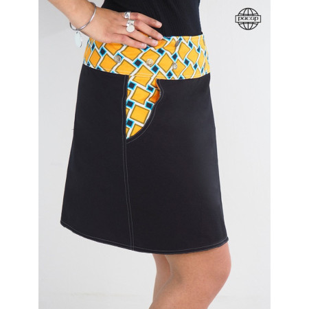 Jupe jaune femme digitale avec poche côté coton noir ou bleu imprimé carreaux qualité supérieure durable dans le temps